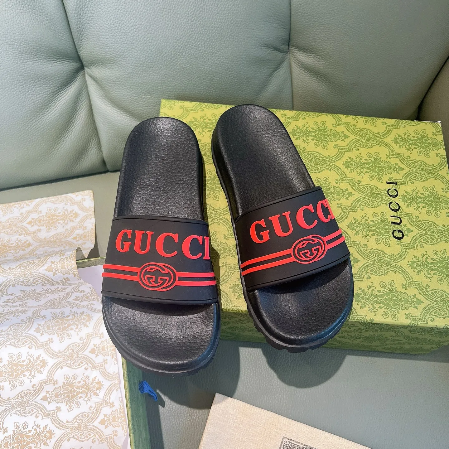 Men's Men's Shoes 130🐮🐮Gucci Gucci Slippers Gucci 2024 latest beach sandals slippers Original molding double G LOGO Original molding consistent Outsole: Men's Men's Shoes u double-layer outsole Size: 35-46